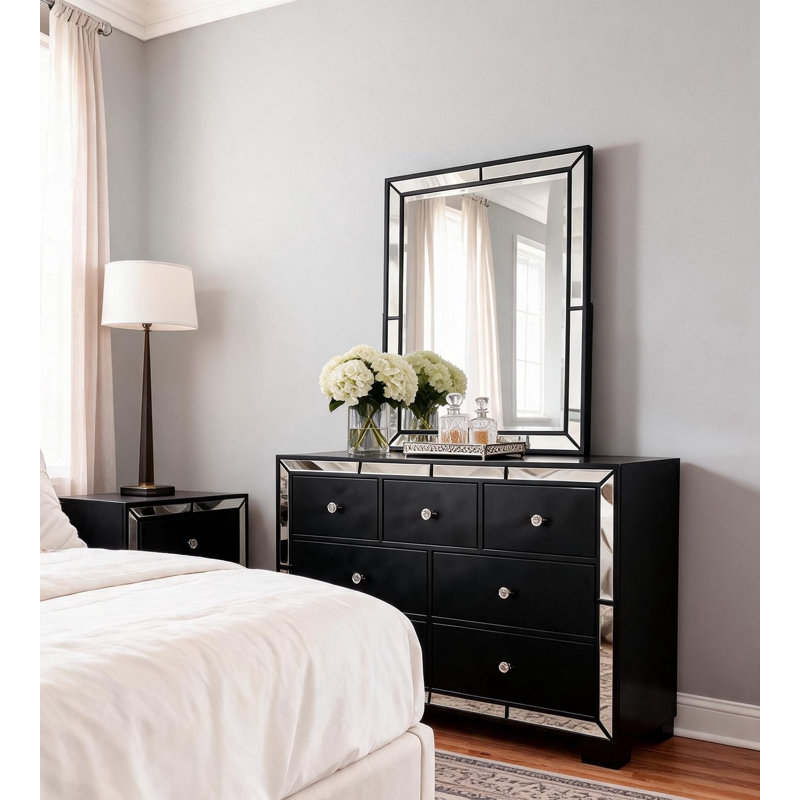 Belisa Dresser Mirror Set, Black