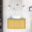 Meuble-lavabo mural simple 30 po avec comptoir en pierre frittée et lavabo en céramique