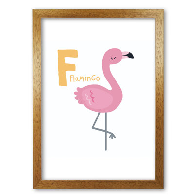 Alphabet Animals, F Is for Flamingo 1 Piece Single Picture Frame Wall Art