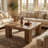 39" Square Farmhouse Coffee Table with Fluted Legs, Rustic Wood Center Table for Living Room