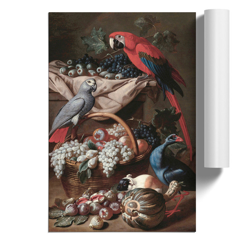 Melchior Dhondecoeter Parrots by Melchior dHondecoeter - Frameless Print, 59cm H x 42cm W x 0.1cm D