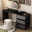 Meuble-lavabo noir extensible avec commode Mirrora et tabouret de maquillage