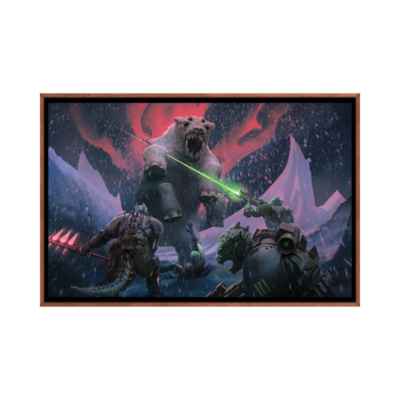 Veskarium Kothama Attack - reproduction d'art murale - toile encadrée, H 40 po x l 60 po, Brun