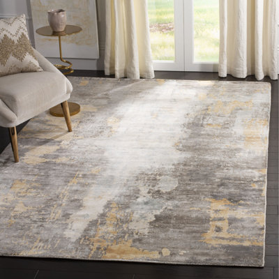 Culberson Hand Loomed Viscose/Cotton Abstract Rug in Beige