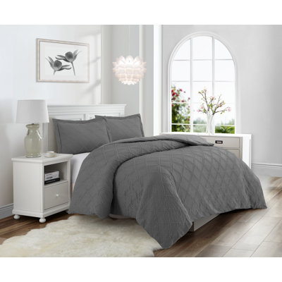 Waffle Square Prewashed Microfiber Duvet Cover Set