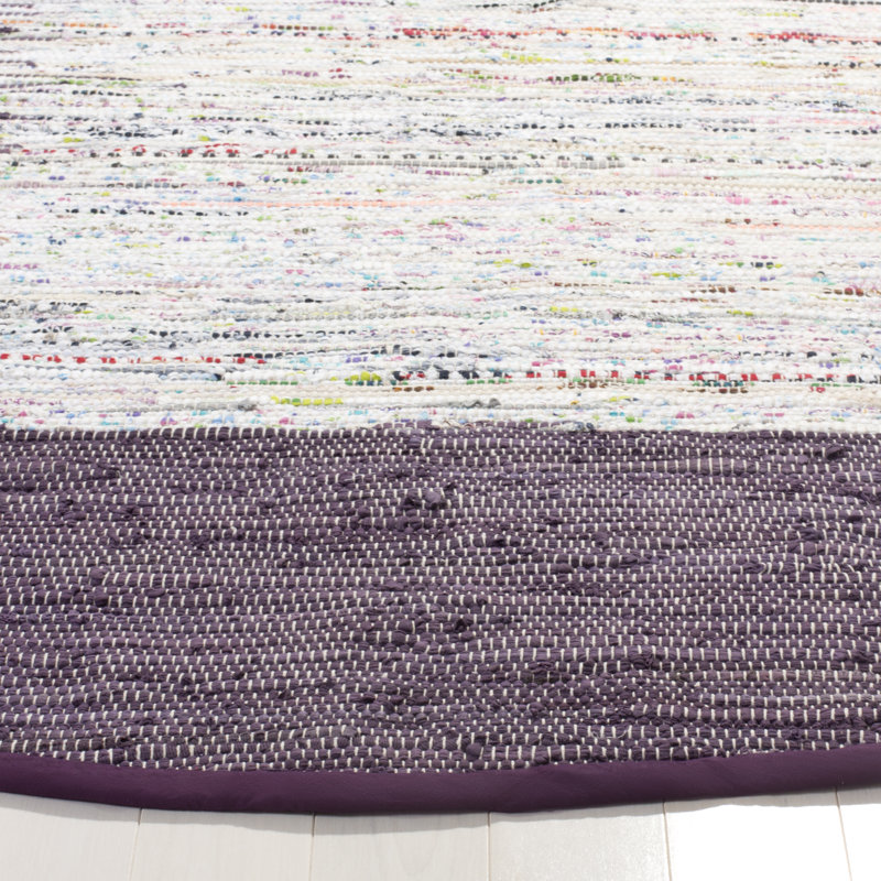 Tapis mauve / blanc en coton tissé à plat à la main Paynter, Rectangle 4 pi x 6 pi