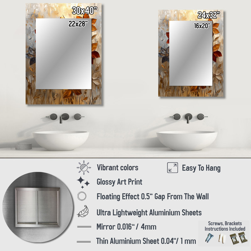 Fantasy Dahlia Flower Field I - miroir mural unique Dahlia, miroir traditionnel, impression sur métal, 32 po x 24 po