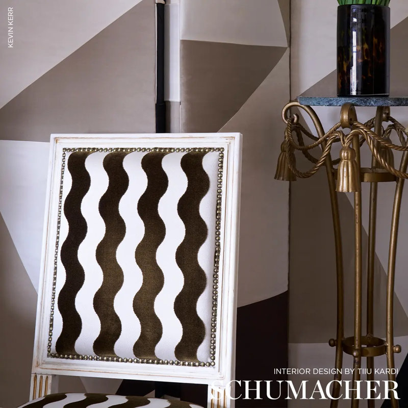 Tissu en velours Schumacher x Miles Redd The Wave, Chocolat