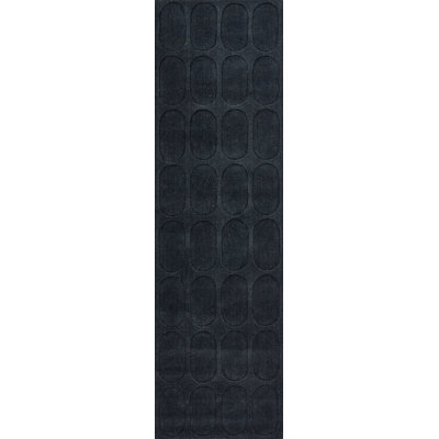 Mazzi Navy Hand-Loomed Geometric Wool Rug