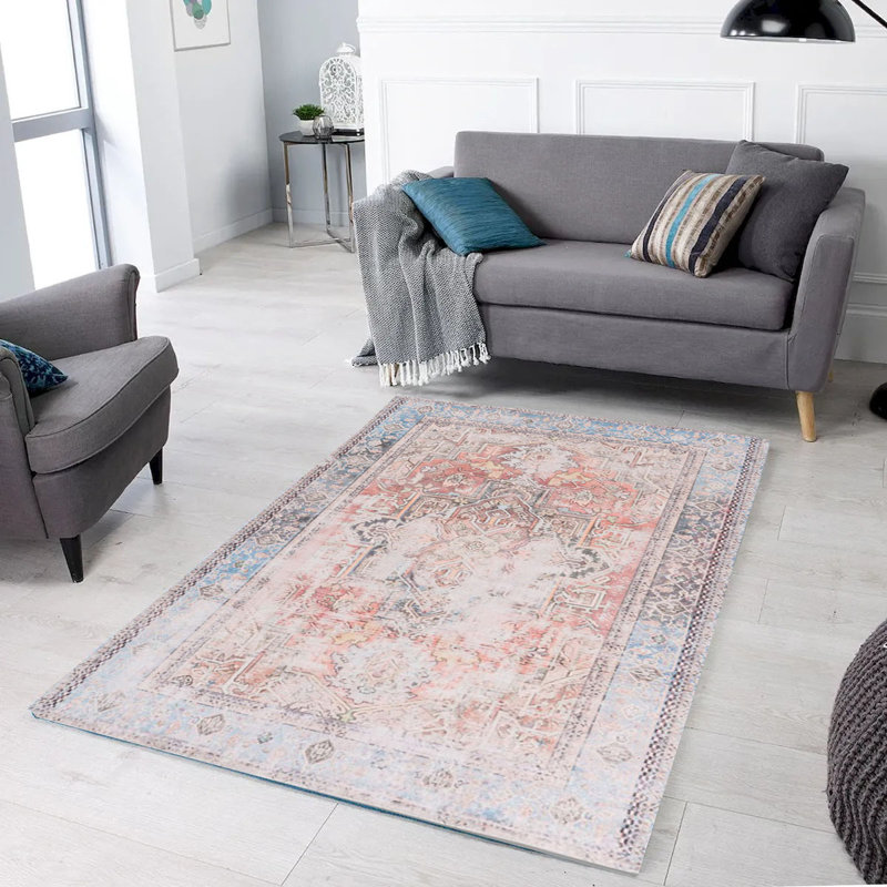 Tapis transitionnel délavé bleu et orange Sparx