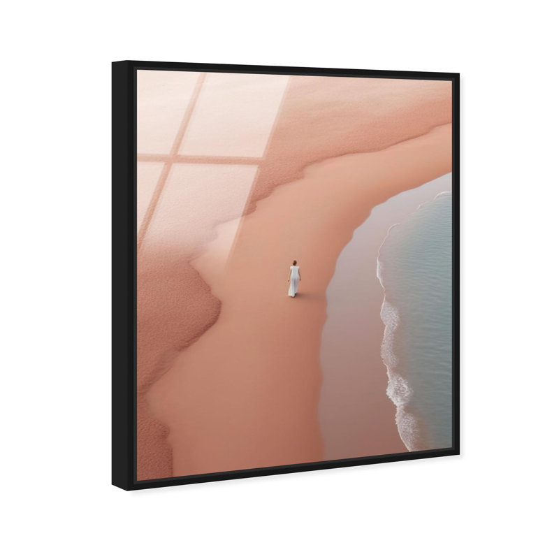 Oliver Gal Beachside Wandering Landscape & Nature - Framed Acrylic Glass Wall Art, 45" H x 36" W, Black