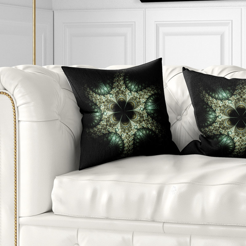  Coussin abstrait fleur fractale, 16 po x 1 po, Coussin décoratif