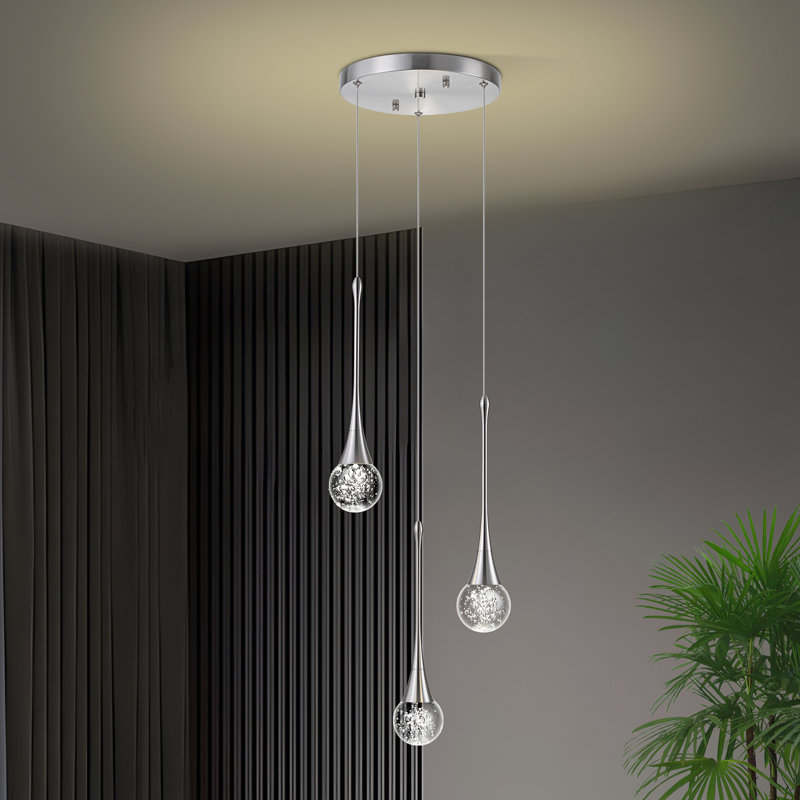 Luminaire suspendu grappe 3 lumières DEL 4500K, Nickel, 4500K