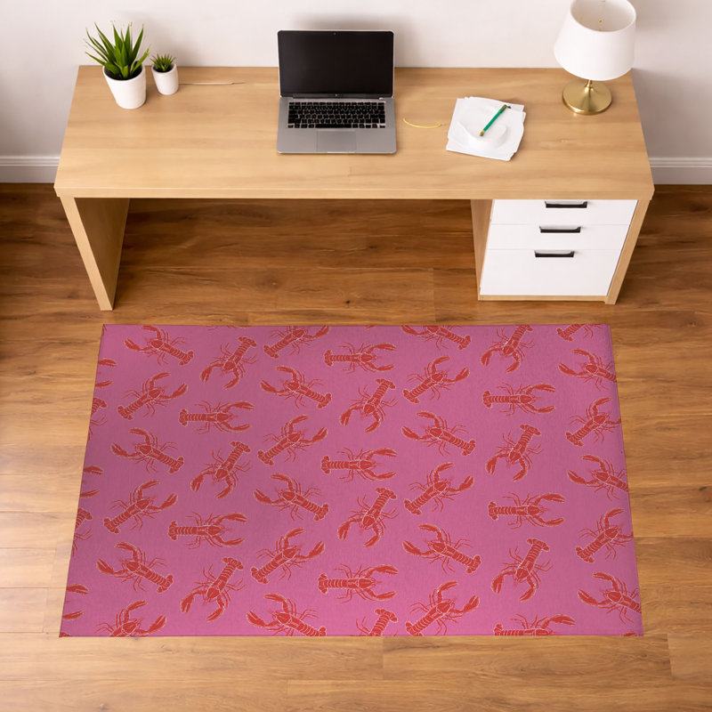 Tapis de bureau léger antidérapant Lobster, L 84 po x P 60 po, Rose