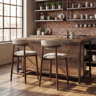 Vannie Upholstered Counter Stool with Solid Wood Frame