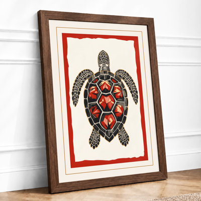 Ornamental Sea Turtle Coastal - Framed Print