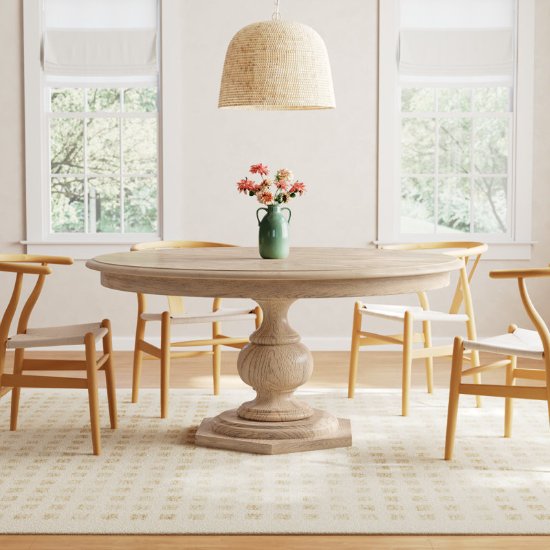 Moore Round Solid Wood Dining Table, Rustic Nature