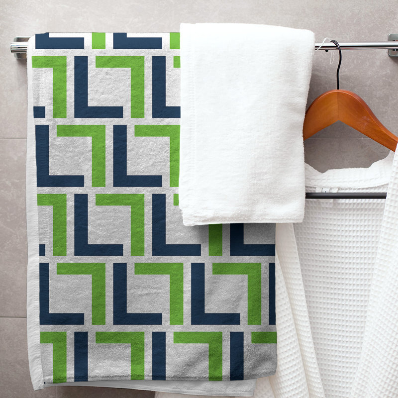 Serviette de bain, White/College Navy/Action Green