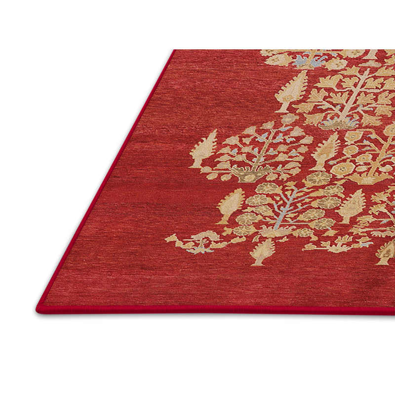 Tapis rouge à motif floral Winslet, Tapis de couloir 2 pi x 5 pi