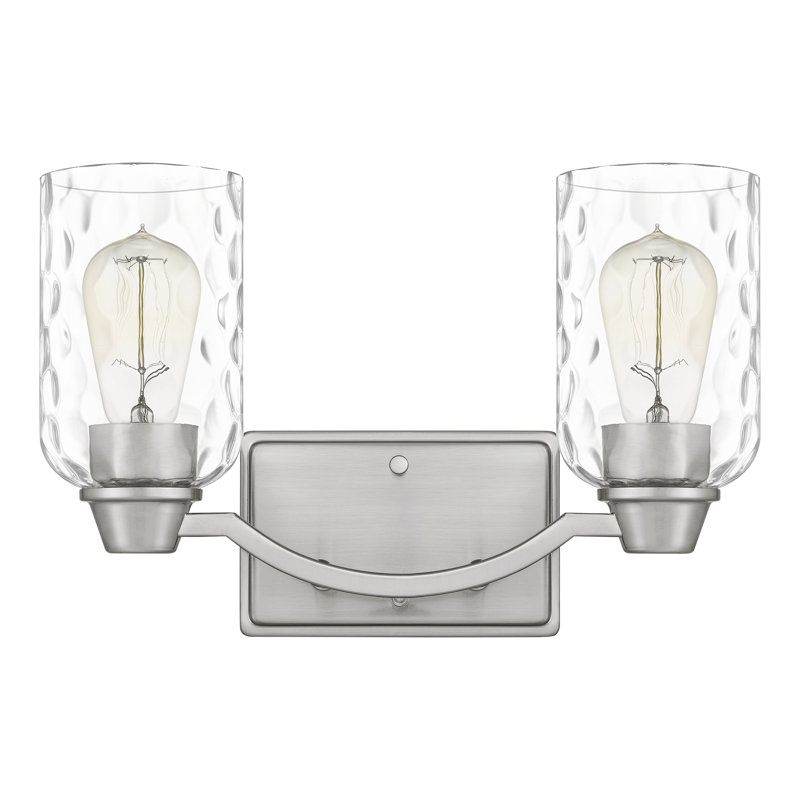 Gilliard 2-Light Bath Light With Clear Water Glass, Brushed Nickel