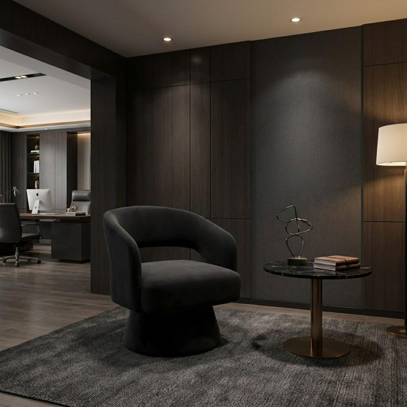 Fauteuil d'appoint pivotant en velours Modern, Noir