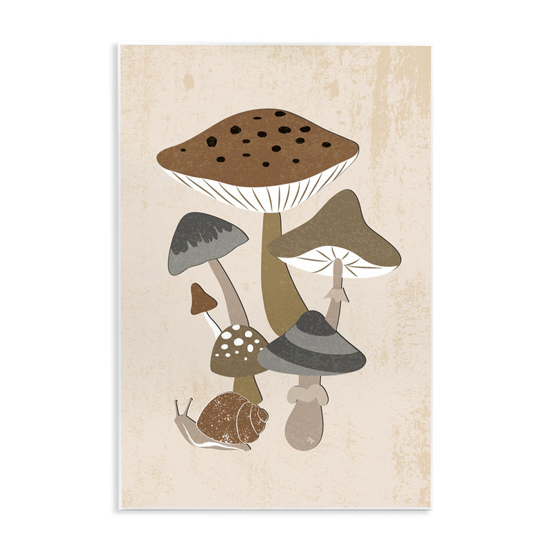 Plaque murale champignons terreux et escargots, design par Martina Pavlova, 15 x 10