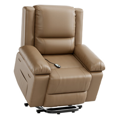 PU Leather Electric Power Lift Chair, Recliner Massage Chair with Remote Control and Side Pocket for Elderly, Power Lift Recliner Sofa with Heat and Massage for Living Room, Bedroom,Brown