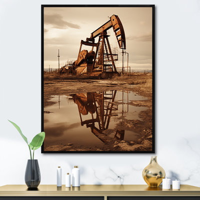 «Modern Sepia Drilling Rig Field I», reproduction sur toile