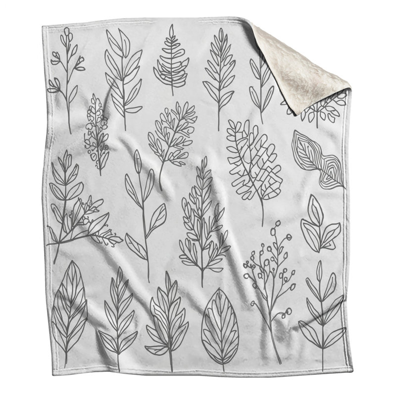 Line Drawing Foliage Blankets, 50in W x 60in H