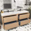 Meuble-lavabo double 70,9 po avec plateau en acrylique Beyerville-985461995