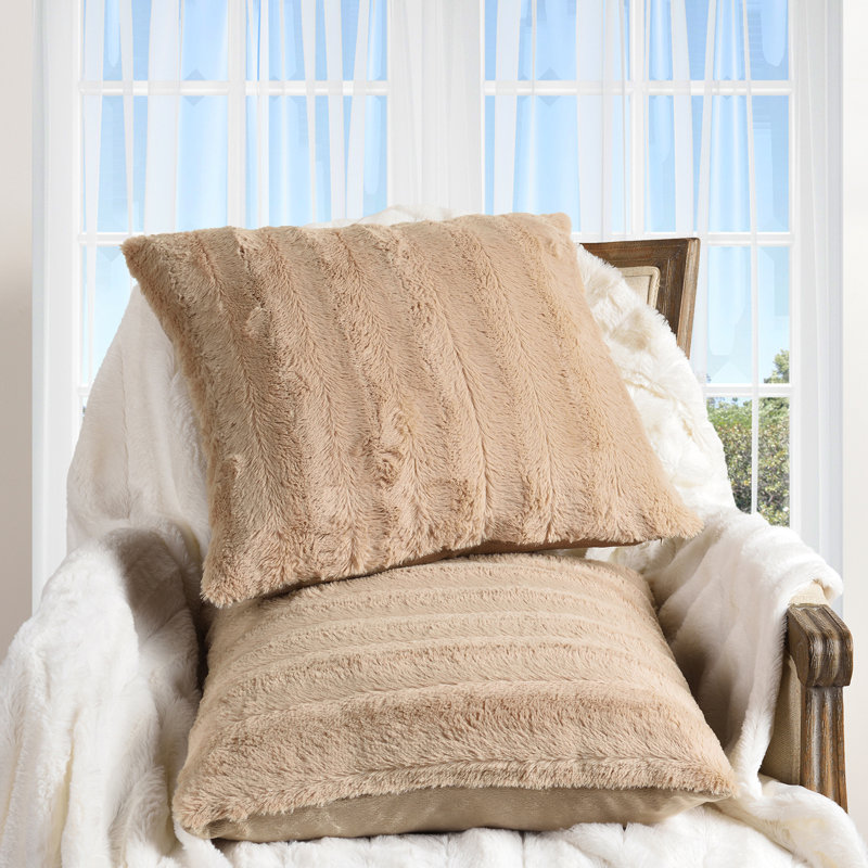 Housse et insert de coussin carré FRBIN, Sable, H 26 po x l 26 po