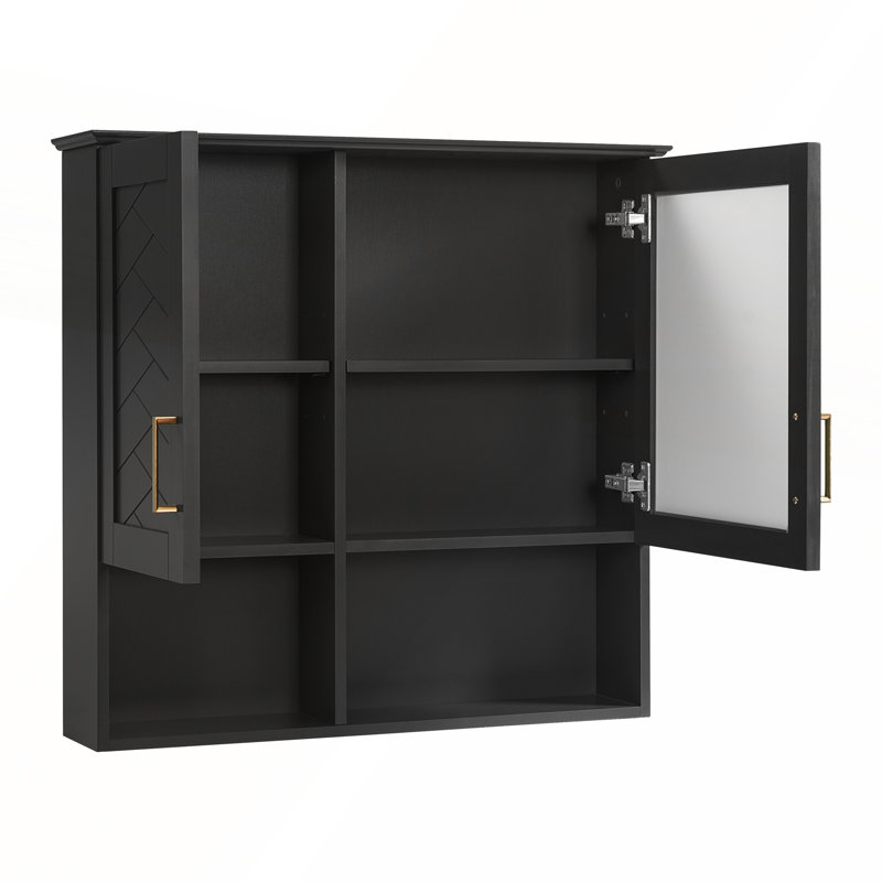 Armoire 2 en 1 pour salle de bain avec miroir, fixation murale 30 po avec tablettes réglables et portes à fermeture en douceur pour meuble-lavabo moderne