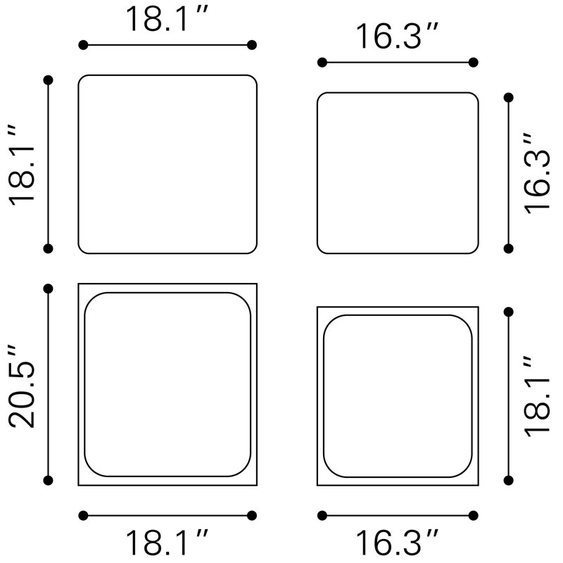 Ensemble de tables d'appoint Brics (2 pièces) multicolore