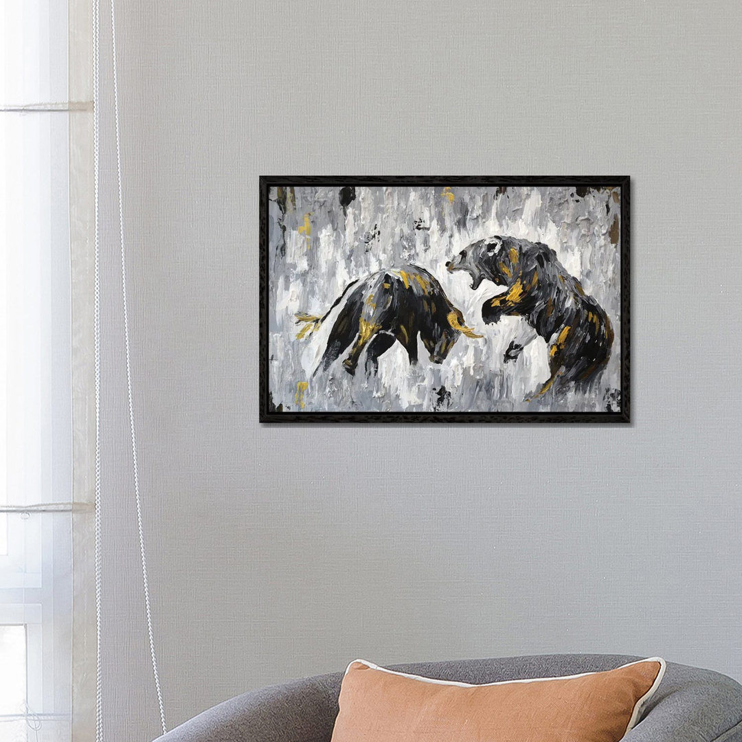 Bull Vs Bear Stock Market Close Ups I von Viola Gemälde - Galerie-umwickelte Leinwand Giclée auf Leinwand