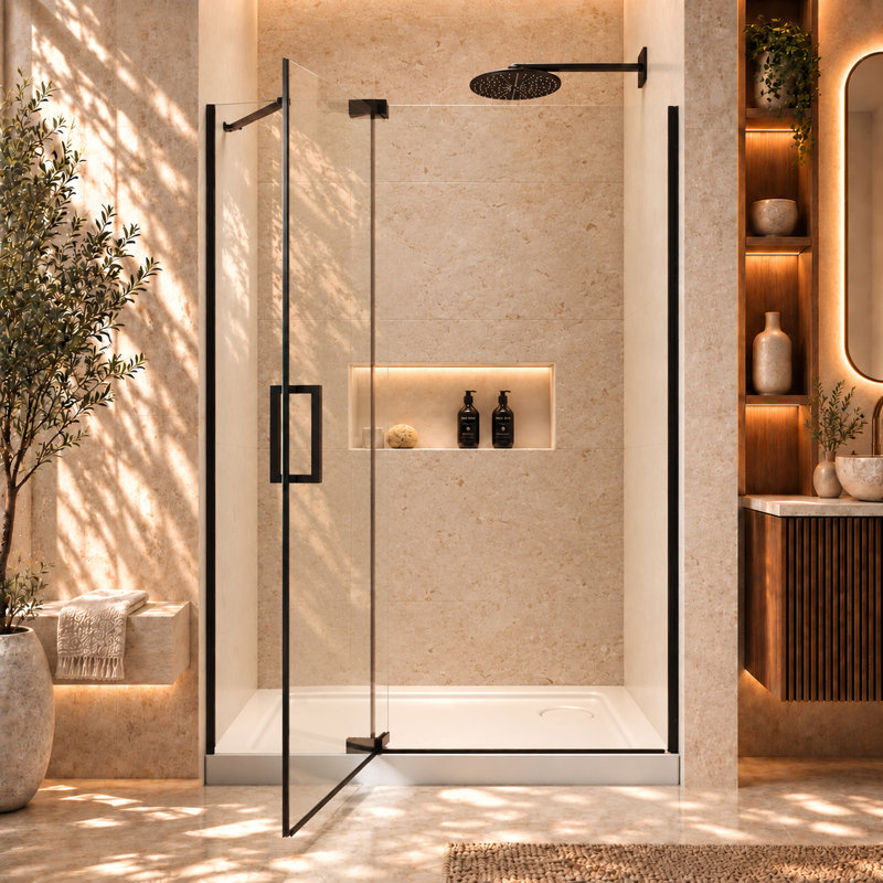 Pivot Frameless Shower Door with Glass