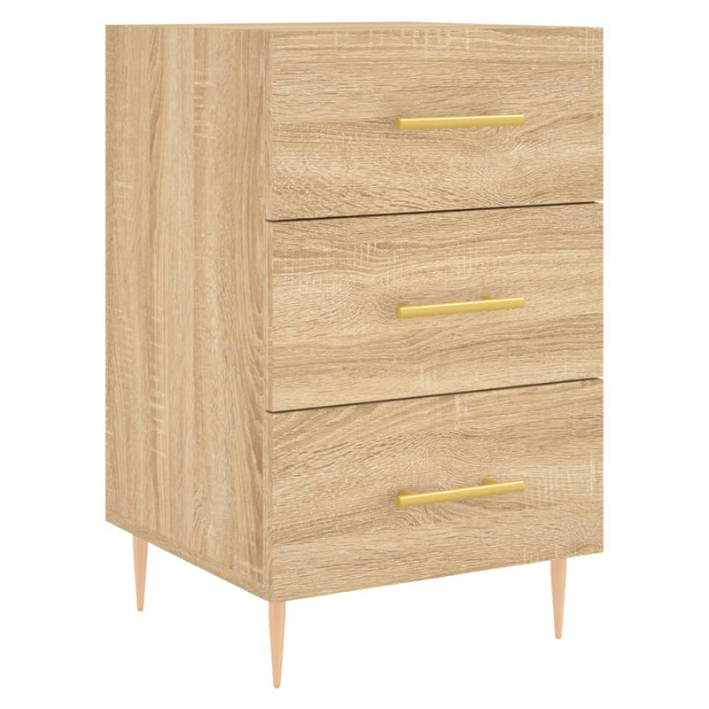 Jariel 40cm W Iron Bedside Table, Sonoma Oak