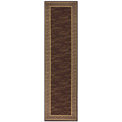 Greek Key Bordered Slip Resistant 2x5 Runner Rugs