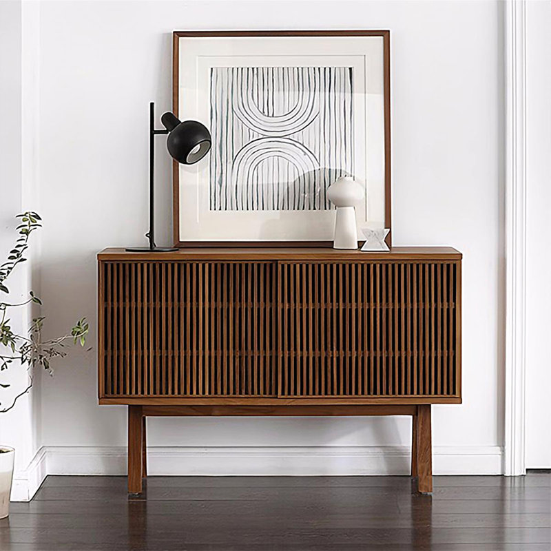Modern Walnut Solid Wood Sideboard, 31.5" H x 47.24" W x 15.75"D