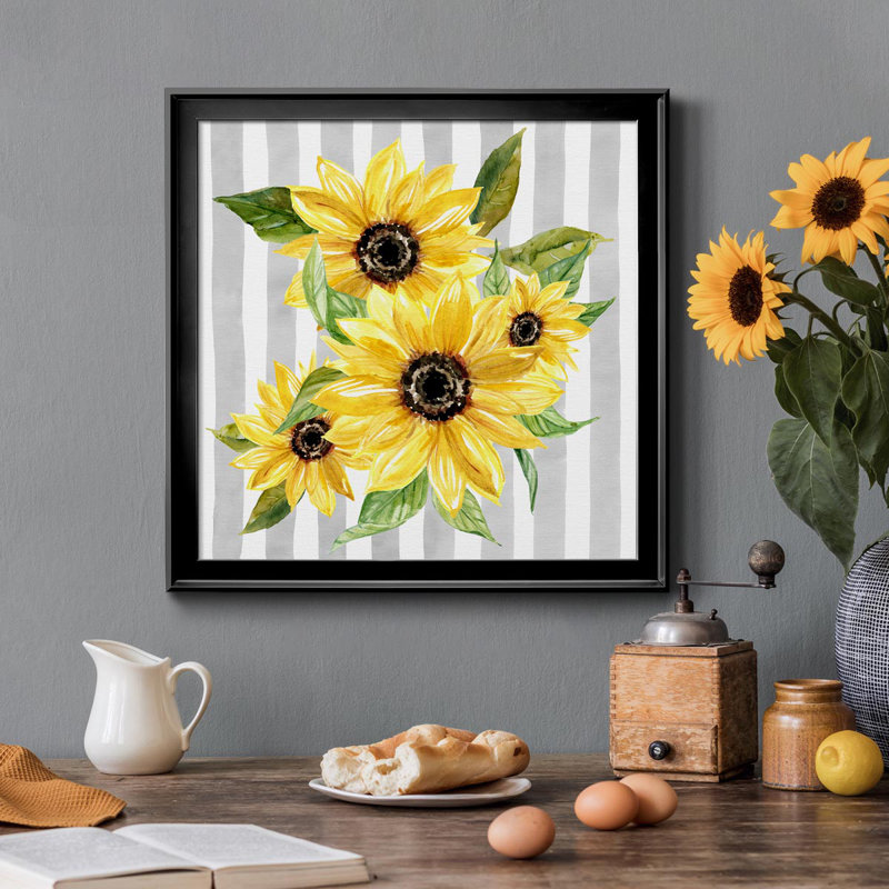 Sunflower Array I - peinture sur toile encadrée, Noir, H 26,5 po x l 26,5 po x P 1,5 po