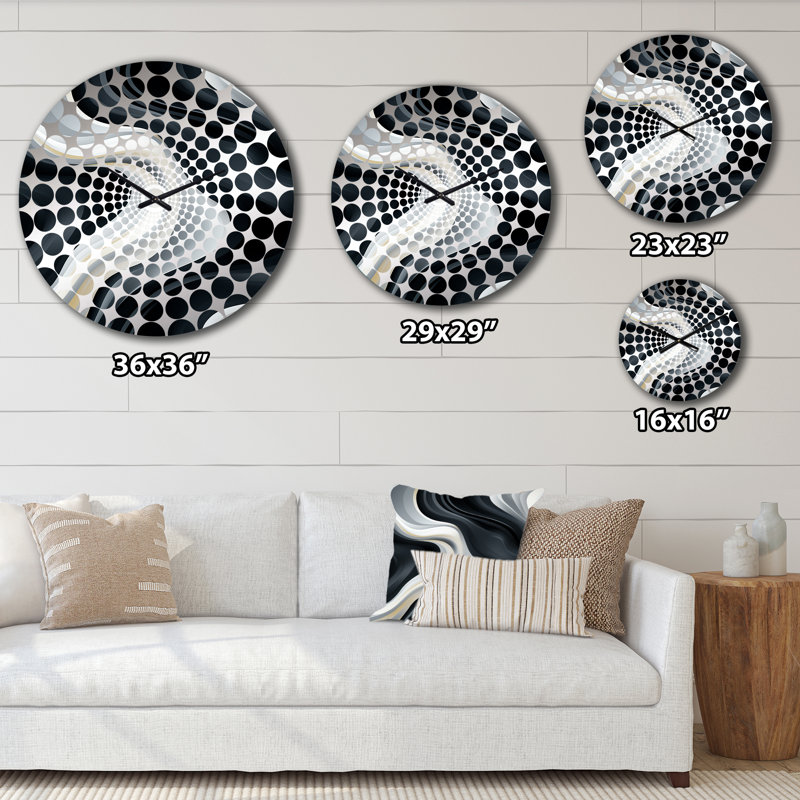 Horloge murale rayée blanche et noire minimaliste, Petit