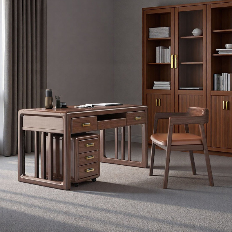 Bureau moderne en bois massif avec rangement, H 29,5 po x l 63 po x P 27,5 po