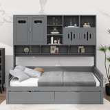 A Twin-Sized Wooden Daybed Featuring Two Built-In Drawers And A Convenient Shelf