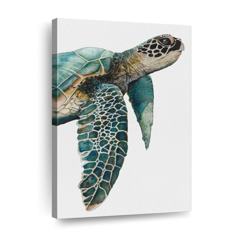Grande tortue de mer, reproduction sur toile, H 45 po x l 30 po x P 1,25 po
