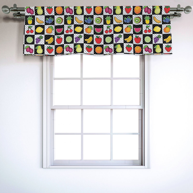 Sateen Geometric Ruffled Window Valance