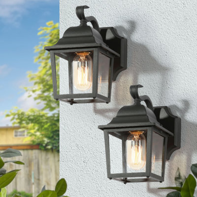 Applique murale d'extérieur 1 lumière Calli Black (ensemble de 2)