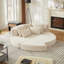 Canapé-lit semi-circulaire 78,5 pouces en velours côtelé 2-en-1 78 pouces, fauteuil inclinable de designer avec coussin pour le cou et cinq coussins décoratifs pour le salon-761296210