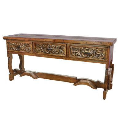 Three-Drawer Carved Credenza with Yoke Base