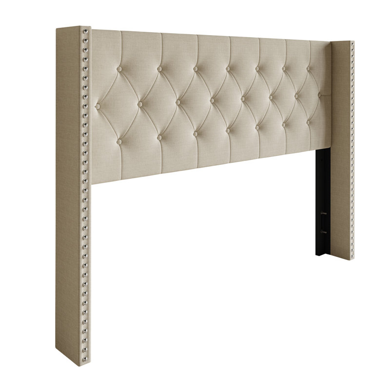 Tête de lit tapissier Grinnell, Beige, Simple