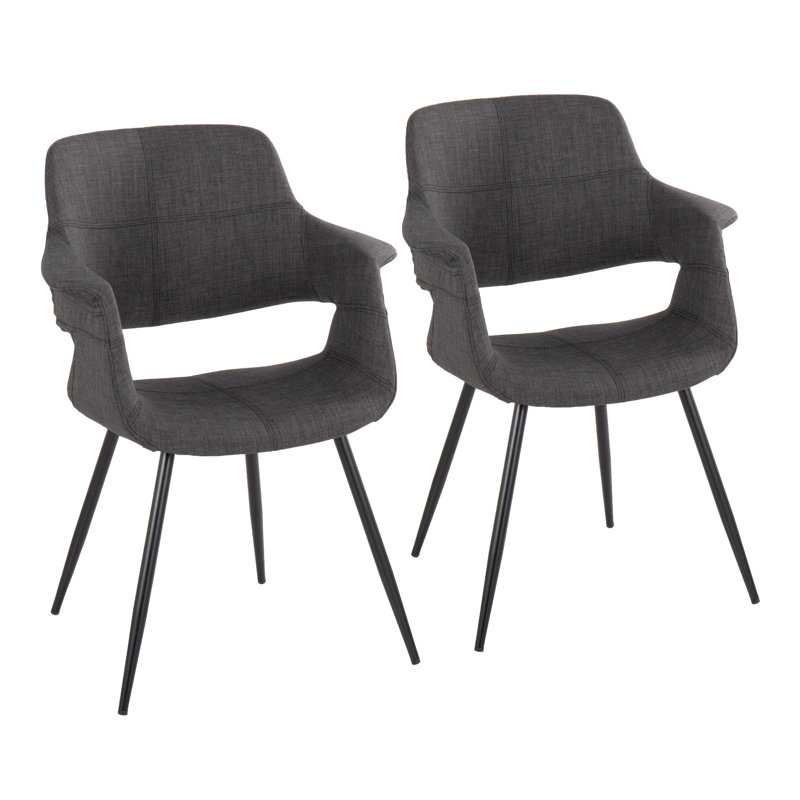 Chaise avec accoudoirs rembourrée Quirico, Noir, Gris anthracite