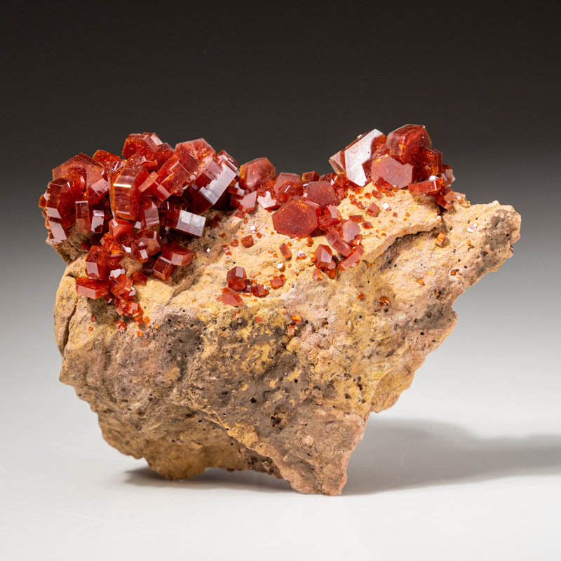 Genuine Vanadinite Crystal Cluster On Matrix From Morocco (202.9 Grams)